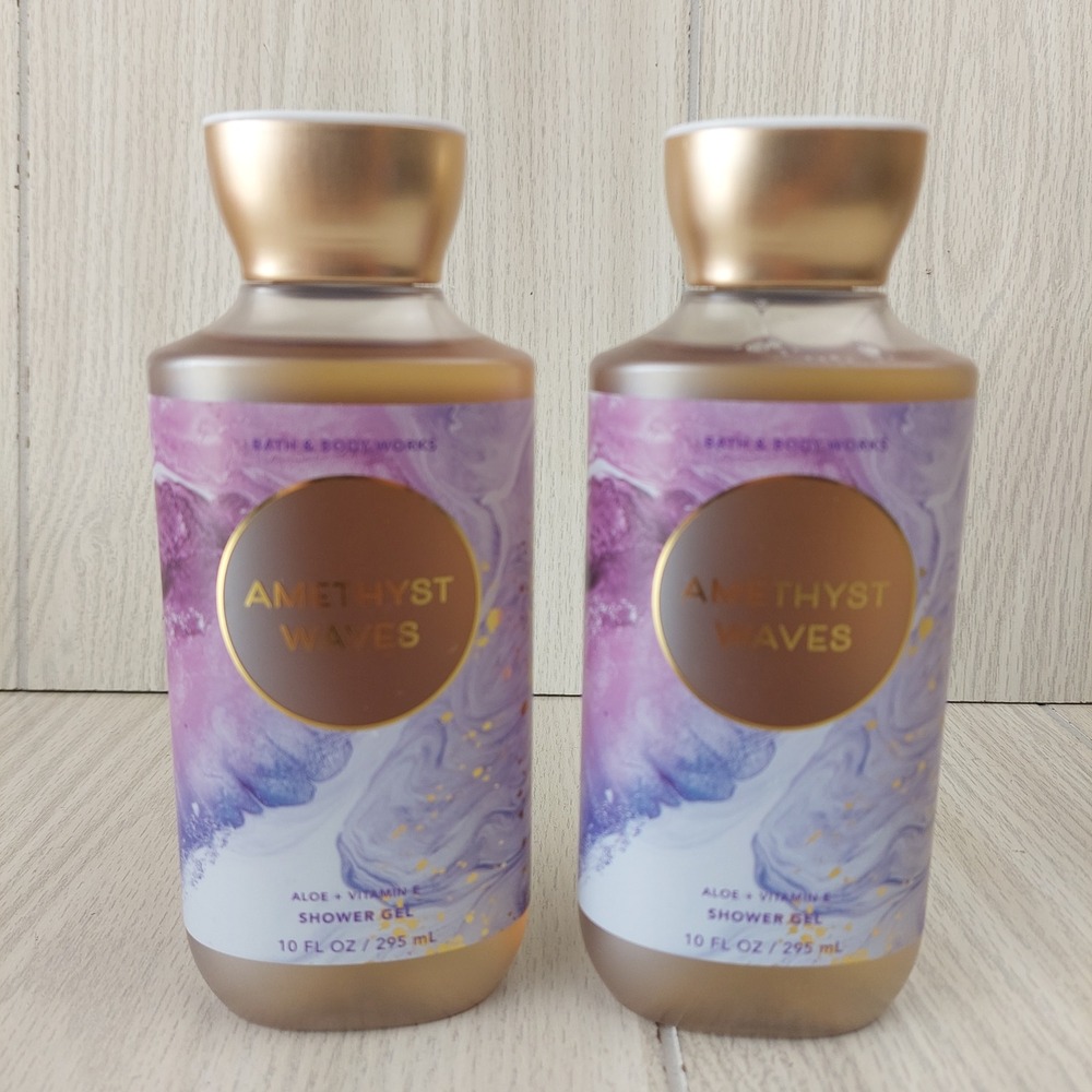 Bath &‎ Body Works Shower Gel 10 oz Purple Amethyst Waves Set of 2 Aloe Vit E